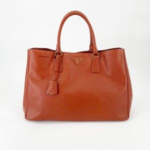Prada Lux Tote Saffiano Leather Top Handle Bag Deep Red